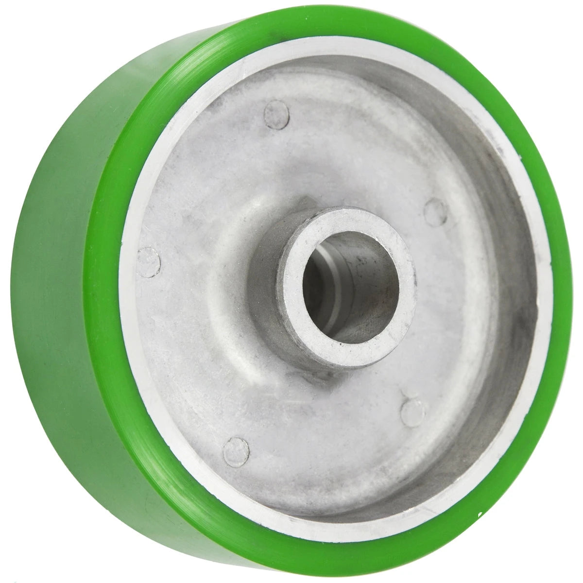 4" x 2" Green on Silver Polyurethane on Aluminum Core - 800 lbs Cap CasterHQ