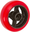 5" x 2" Crown Tread Red Polyurethane on Black Cast Iron Core - 1,000 lbs Cap CasterHQ