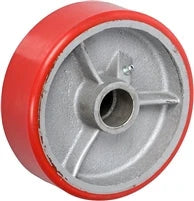 8" x 2" Red Polyurethane on Silver Cast Iron Core - 1,400 lbs Capacity CasterHQ