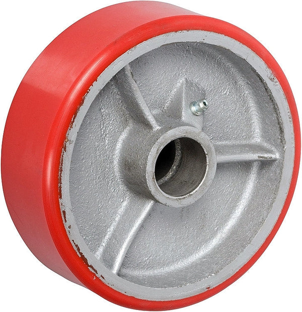 8" x 2" Red Polyurethane on Silver Cast Iron Core - 1,400 lbs Capacity CasterHQ
