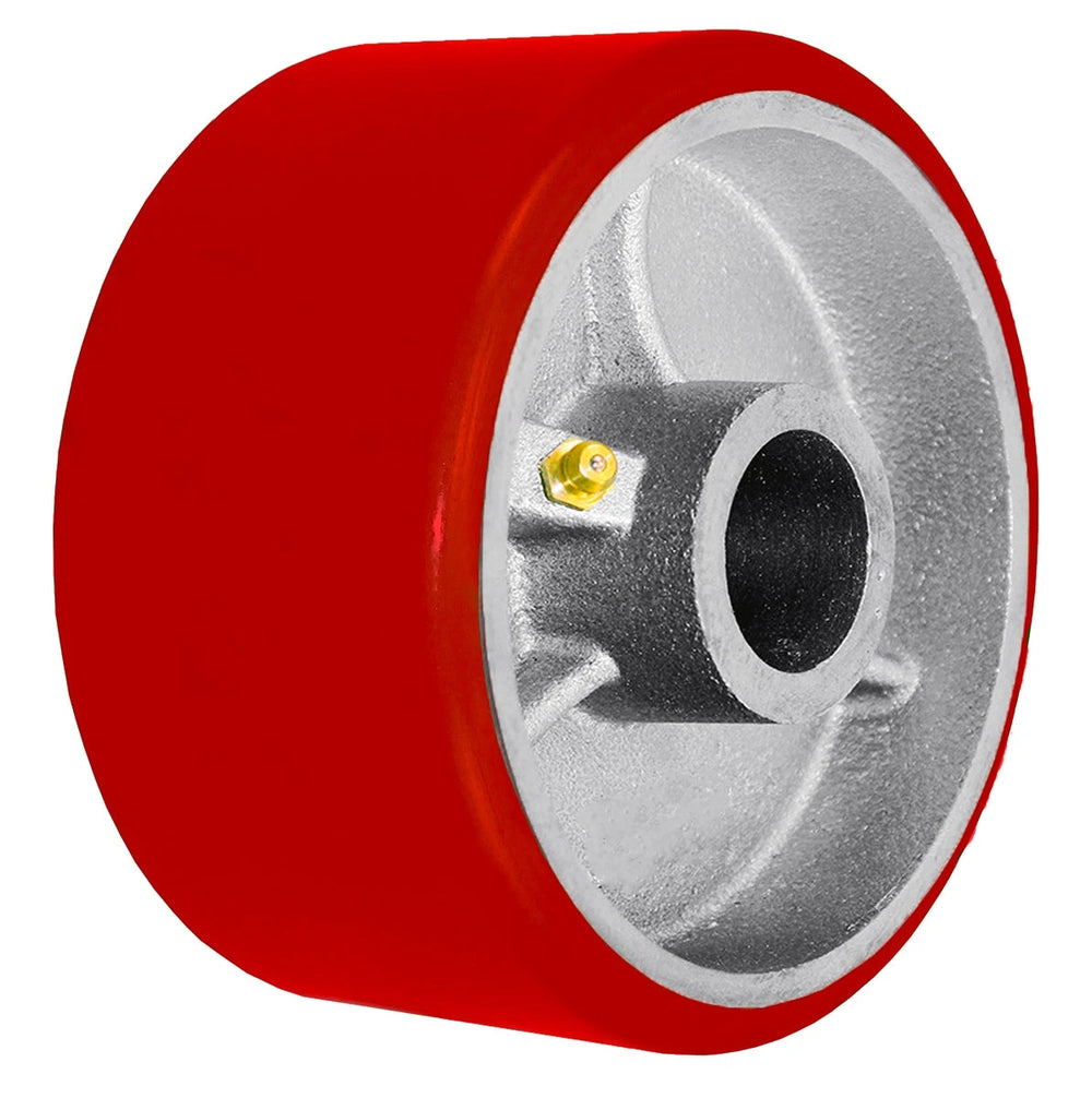8" x 3" Red Polyurethane on Silver Cast Iron Core - 2,500 lbs Capacity CasterHQ