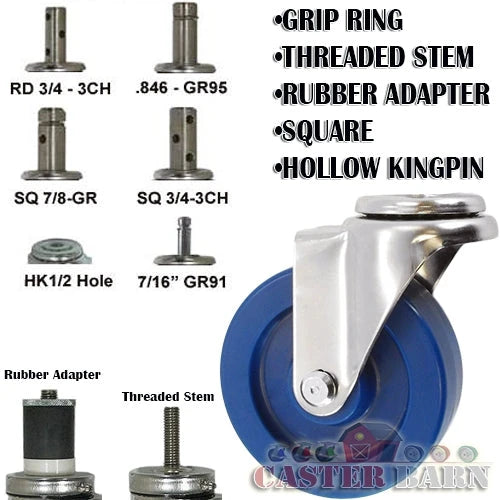 4" Solid Polyurethane Stainless Steel Swivel Caster CasterHQ