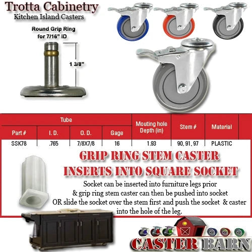Trotta Cabinetry 3" Island Casters CasterHQ