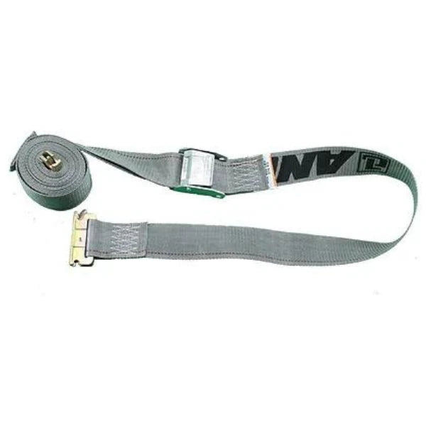 2" x 16' Cambuckle Strap - Spring Loaded Grey Heavy-Duty Tie Down for Secure Loading and Transport - CC2042 American-Moving-Supplies