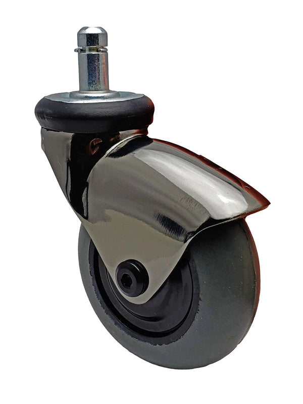 3" Gray Rubber - Space Gray Chrome LUX Furniture Caster CasterHQ
