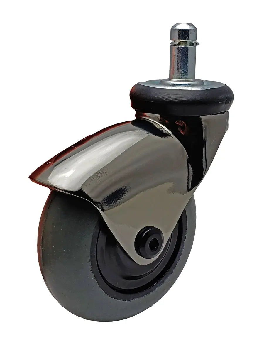 3" Gray Rubber - Space Gray Chrome LUX Furniture Caster - CasterHQ
