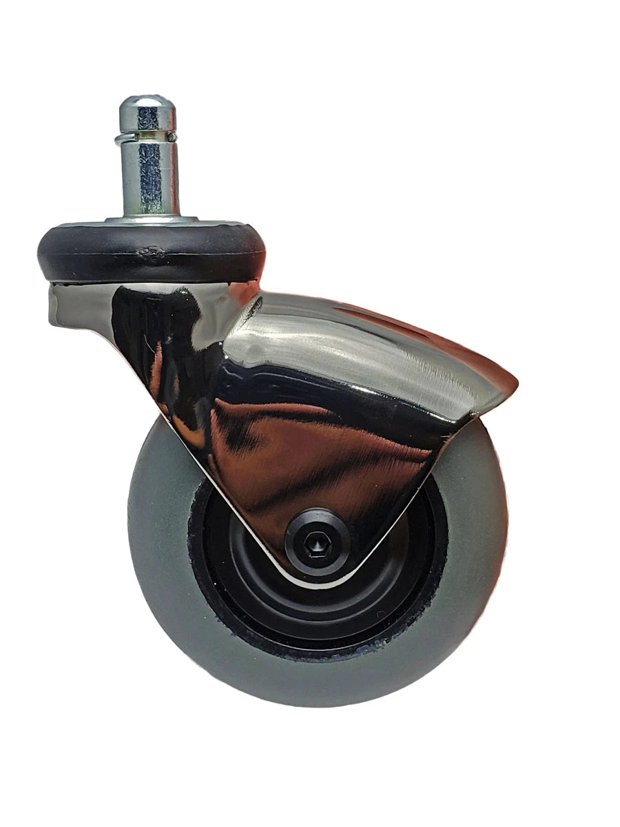 3" Gray Rubber - Space Gray Chrome LUX Furniture Caster CasterHQ