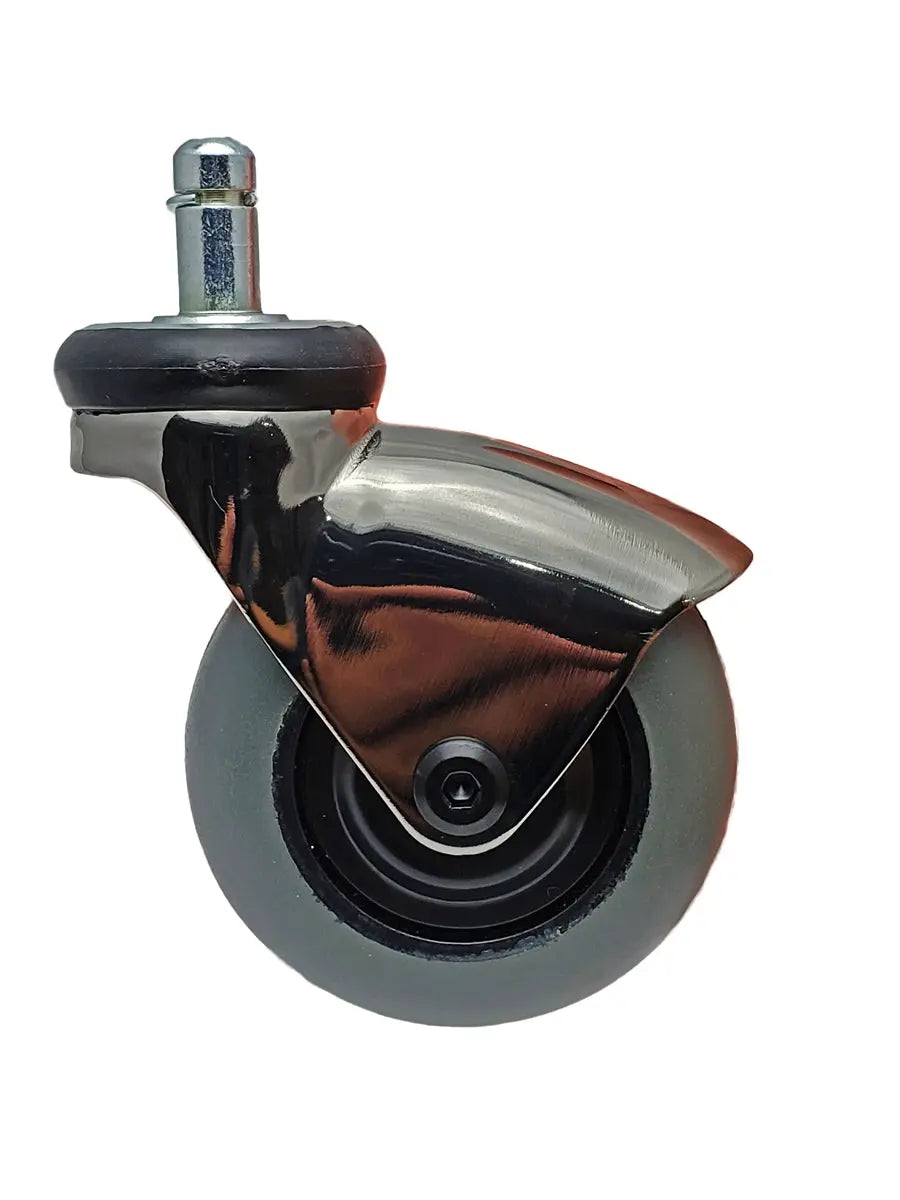 3" Gray Rubber - Space Gray Chrome LUX Furniture Caster - CasterHQ