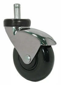 3" Black Polyurethane Wheel - Chrome Body LUX - Furniture Caster CasterHQ