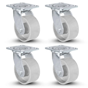 4" x 2" Semi-Steel Swivel Caster 4" x 4-1/2" Plate – 2800 lb