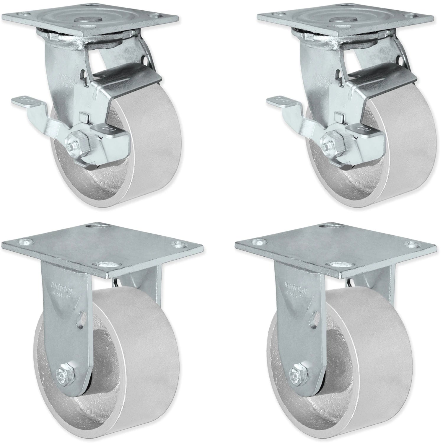 Heavy-Duty BBQ Pit Caster Set 4"x2" - 3600 lbs Capacity Steel Wheel Kit CasterHQ