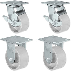 4" x 2" Steel Swivel & Rigid BBQ Pit Caster Set – 3600 lb