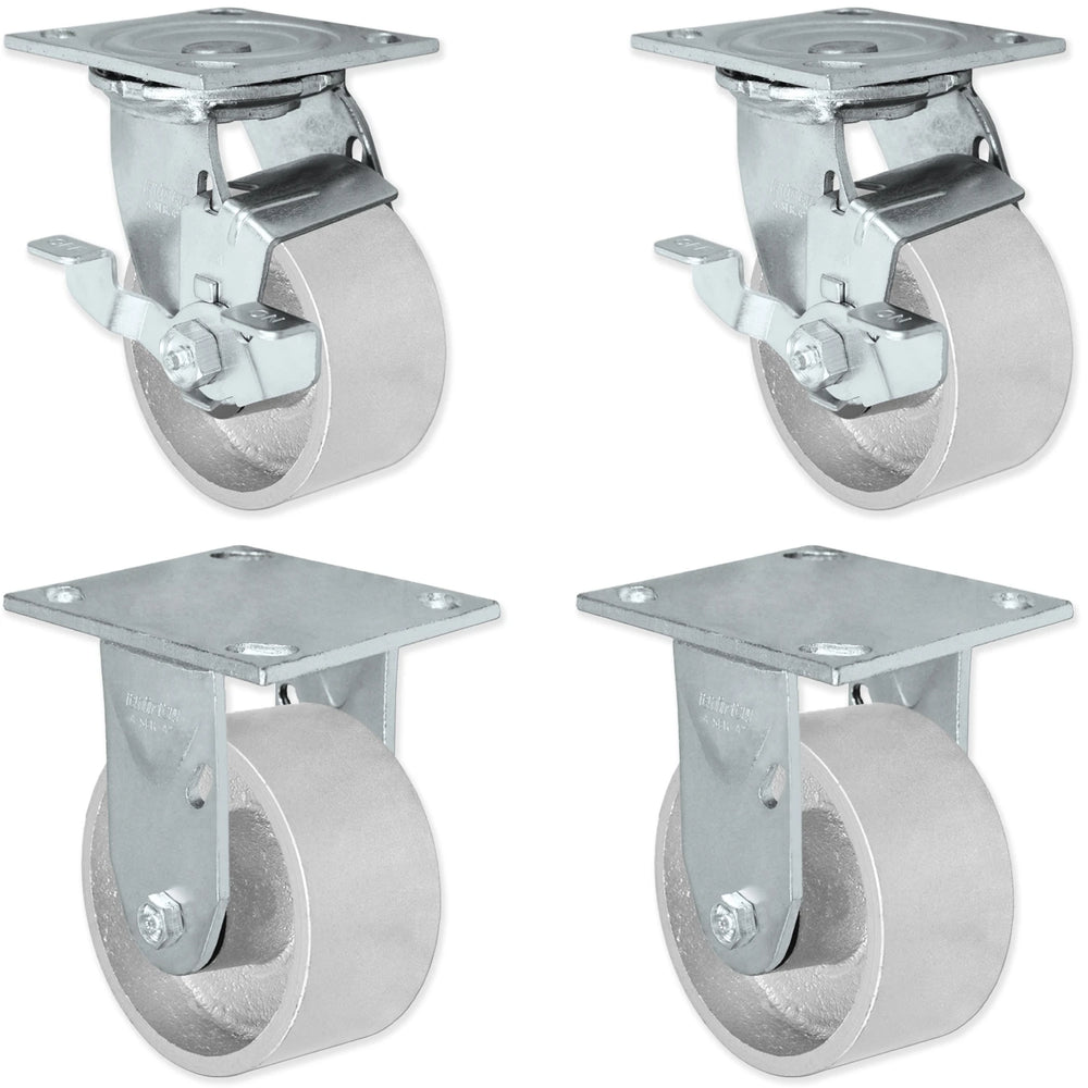 Heavy-Duty BBQ Pit Caster Set 4"x2" - 3600 lbs Capacity Steel Wheel Kit CasterHQ