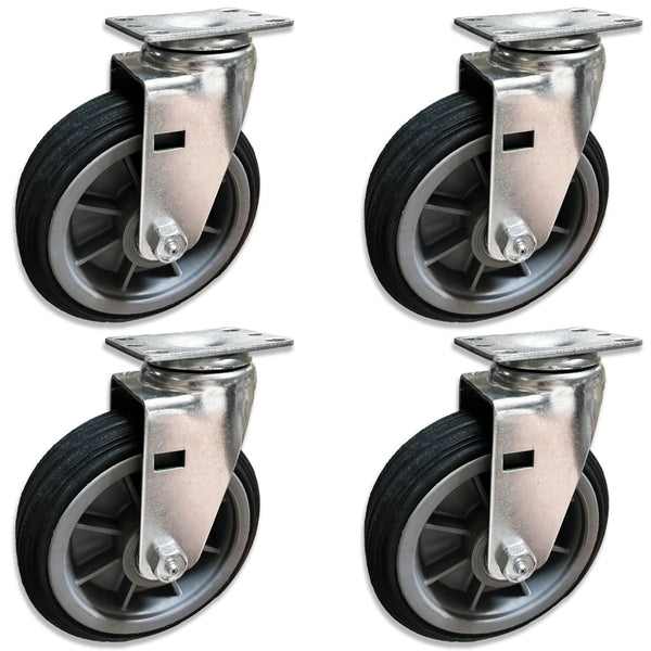 6" x 2" Off-Road BBQ Pit Caster Set 1400 lbs - Fits Small Plate Size: 2-3/8" x 3-5/8" Mounting Plates | CasterHQ CasterHQ