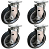 6" x 2" Off-Road BBQ Pit Caster Set 1400 lbs - Fits Small Plate Size: 2-3/8" x 3-5/8" Mounting Plates | CasterHQ CasterHQ