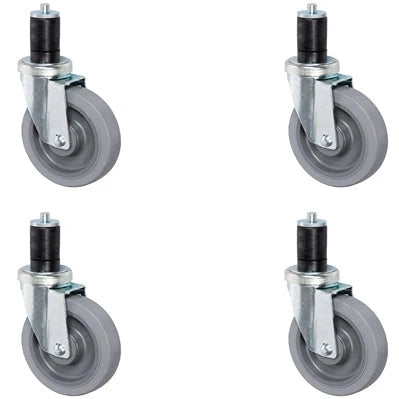 3 Inch Gray Caster Wheel Set for Commercial Kitchen Prep Tables - Plain Swivel | Food Service CasterHQ