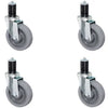 3 Inch Gray Caster Wheel Set for Commercial Kitchen Prep Tables - Plain Swivel | Food Service
