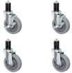 3" Gray Swivel Caster with Brake – 1-1/2" ID Tubing Stem | CasterHQ