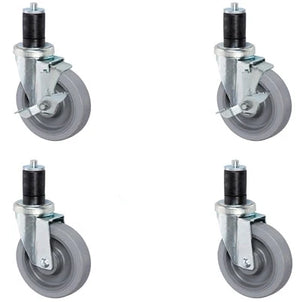 3" Gray Swivel Caster with Brake – 1-1/2" ID Tubing Stem