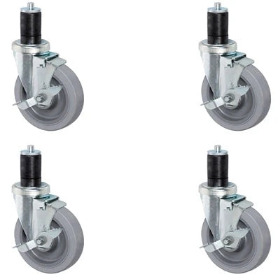 3 inch Gray Caster Wheel Set For Commercial Kitchen Prep Tables, All 4 Locking CasterHQ