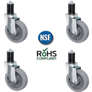 5" Gray TPR Swivel Caster – 1-1/2" ID Leg Tubing & NSF