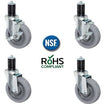 5" TPR Swivel Caster Set 1-1/2" ID Stem For Kitchen Prep Tables | CasterHQ