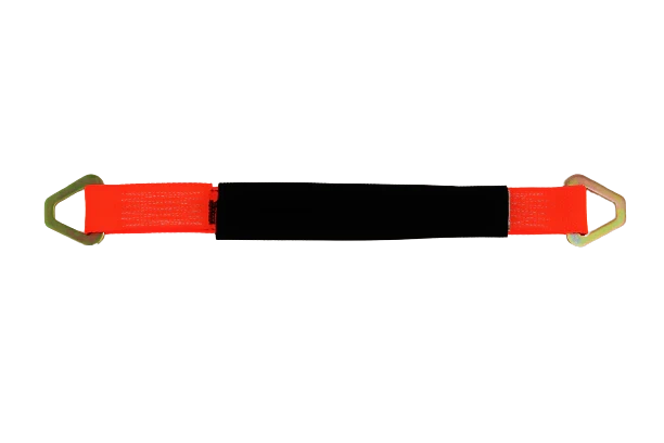 2" x 24" Orange Diamond Weave Axle Straps with Steel D-Rings - 3,333 lbs WLL, 4 Pack CasterHQ