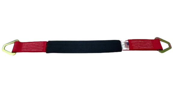 2" x 24" Orange Diamond Weave Axle Straps with Steel D-Rings - 3,333 lbs WLL, 4 Pack CasterHQ