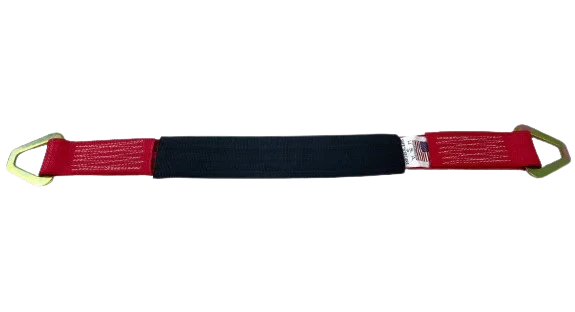 2" x 24" Orange Diamond Weave Axle Straps with Steel D-Rings - 3,333 lbs WLL, 4 Pack CasterHQ