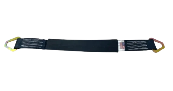 2" x 24" Orange Diamond Weave Axle Straps with Steel D-Rings - 3,333 lbs WLL, 4 Pack CasterHQ