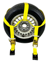 Yellow Side Mount Tire Net Tow Dolly Strap with 2" Ratchets, 32" Adjustable Short End, Flat Hooks, 3,333 lbs WLL, Part CT-TBSWIFT-YL CasterHQ