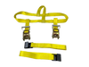 Yellow Side Mount Tire Net Tow Dolly Strap with 2" Ratchets, 32" Adjustable Short End, Flat Hooks, 3,333 lbs WLL, Part CT-TBSWIFT-YL CasterHQ
