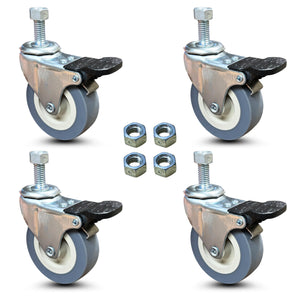 2.5" Thermoplastic Rubber Swivel Caster with Brake – 110 lb