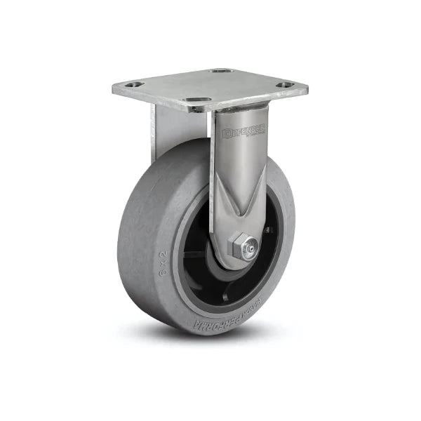 4" x 2" Stainless Performa Rubber (Flat/Conductive) Rigid Caster with Precision Ball Bearing and Plate - D4.04108.455 COND SS colson-header1