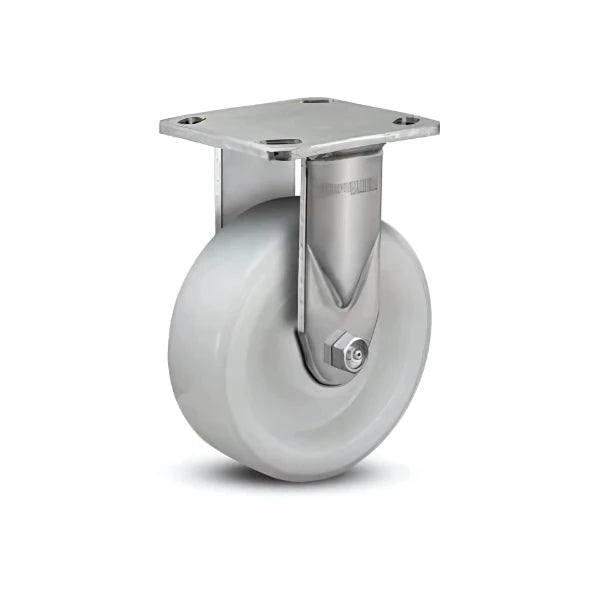 4" x 2" Stainless White Nylon Precision Ball Bearing Rigid Caster - Durable 4" x 4.5" Plate | High Load Capacity for Industrial Use - Model D4.04108.535 WN SS colson-header1