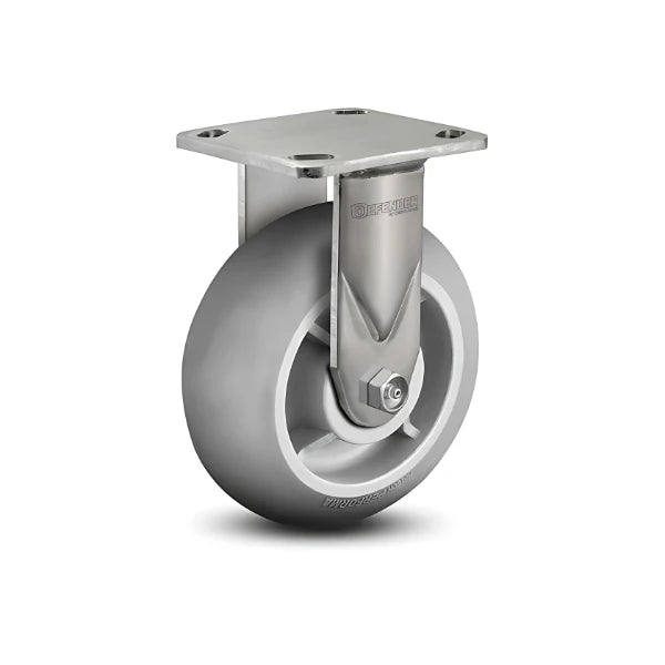 4" x 2" Stainless Performa Rubber Round Precision Ball Bearing Rigid Caster with 4" x 4.5" Plate - Heavy-Duty Design for Industrial Use - Model D4.04108.555 SS colson-header1