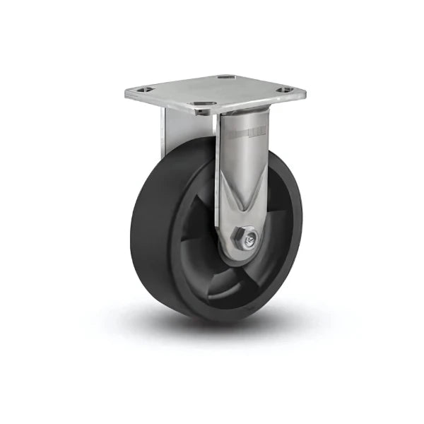 4" x 2" Stainless Steel Hi-Temp Nylon Roller Bearing Rigid Caster with 4" x 4.5" Plate - Heavy-Duty Load Capacity for Industrial Applications (Model D4.04108.839 HTBLK SS WB29) colson-header1
