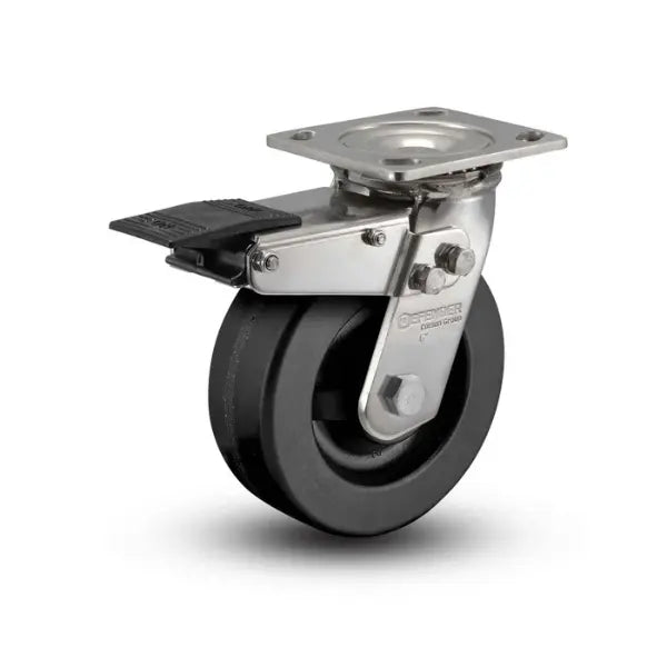 Colson Casters | Stainless 4" x 2" Phenolic Precision Ball Bearing Caster with Total Lock and 4" x 4.5" Plate - SKU: D4.04109.335 BRK4 SS | Heavy-Duty, Durable Caster for Industrial, Medical & Commercial Use -  | CasterHQ