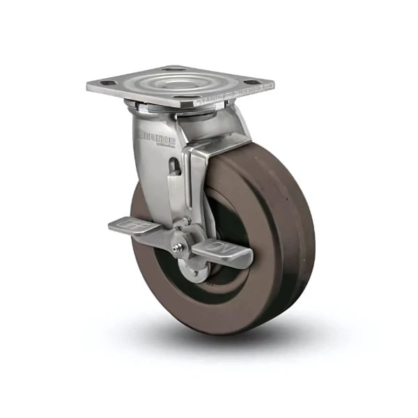4" x 2" Stainless Steel Hi-Temp Phenolic Precision Ball Bearing Side-Lock Caster with 4" x 4.5" Plate – High-Temperature Resistance up to 500°F for Industrial & Automotive Use – Model D4.04109.335 HT BRK7 SS colson-header