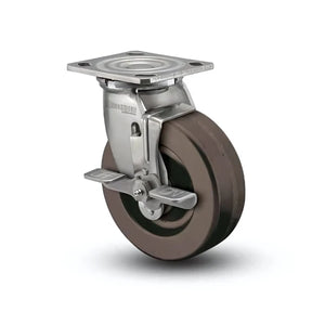 4" x 2" Stainless Steel Hi-Temp Phenolic Precision Ball Bearing Side-Lock Caster with 4" x 4.5" Plate – High-Temperature Resistance up to 500°F for Industrial & Automotive Use – Model D4.04109.335 HT BRK7 SS colson-header