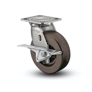 4" x 2" Stainless Steel Hi-Temp Phenolic Roller Bearing CAM-Brake Caster with 4" x 4.5" Plate - High-Performance for Heavy-Duty & High-Temperature Industrial Applications - D4.04109.339 HT BRK3 SS WB29 colson-header