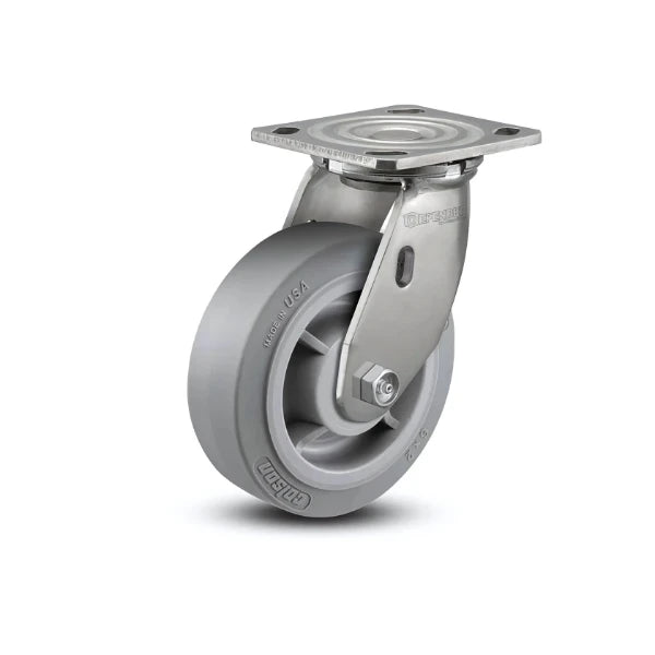 4" x 2" Stainless Performa Rubber Delrin Bearing Caster and 4" x 4.5" Plate - Durable and Reliable - D4.04109.451 SS colson-header1