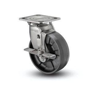 4" x 2" Stainless Steel Side Lock Caster with Nylon Delrin Bearing - Heavy-Duty 4" x 4.5" Plate - Model D4.04109.531 BRK7 SS colson-header1