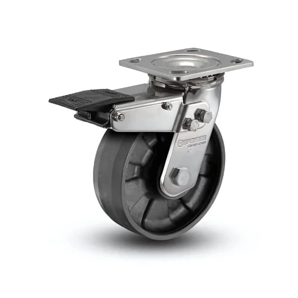 4" x 2" Stainless Max Nylon Precision Ball Bearing Caster with Total Lock and 4" x 4.5" Plate - High Performance for Heavy-Duty Applications colson-header1