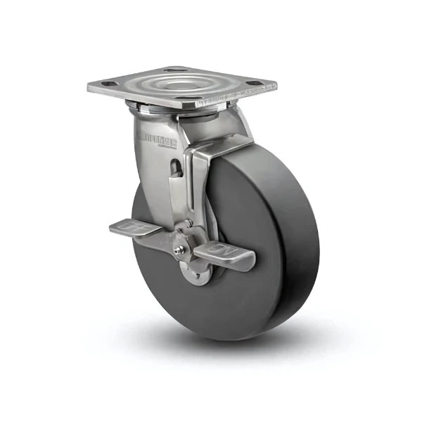 4" x 2" Stainless Commander HD Precision Ball Bearing Side Lock Caster - Durable, Heavy-Duty with 4" x 4.5" Plate - Model D4.04109.5PN BRK7 SS colson-header1
