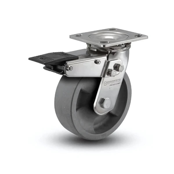 4" x 2" Stainless Steel HD Nylon Glass Filled Precision Ball Bearing Caster with Total Lock - Heavy-Duty 4" x 4.5" Plate - Model D4.04109.835 DT BRK4 SS colson-header1