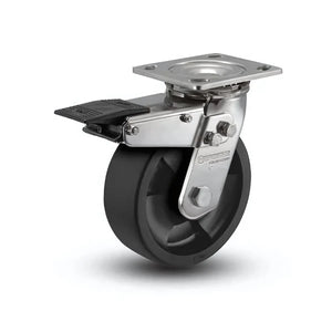 4" x 2" Stainless Hi-Temp Nylon Precision Ball Bearing Caster with Total Lock - Heavy-Duty 4" x 4.5" Plate for Industrial Applications (Model: D4.04109.835 HTBLK BRK4 SS) colson-header1