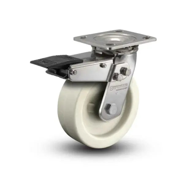 Colson Casters Stainless 4" x 2" Hi-Temp Retort Precision Ball Bearing Caster with Total Lock, 4" x 4.5" Plate - SKU: D4.04109.835 RW BRK4 SS | Durable, High-Temperature Caster for Industrial & Medical Applications -  | CasterHQ