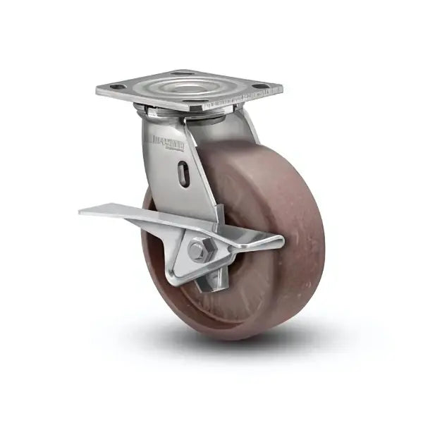 4" x 2" Stainless Steel Hi-Temp Roller Bearing CAM Brake Caster - Durable, Corrosion-Resistant, High-Load Capacity - Model  D4.04109.839 HT BRK3 SS WB29 -  | CasterHQ