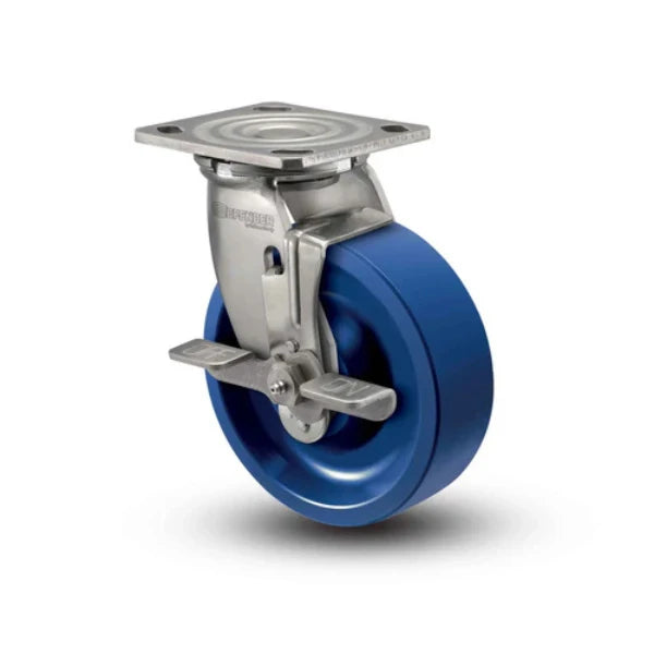 Colson Casters Stainless 4" x 2" K Solid Polyurethane Precision Ball Bearing Top-Lock Caster with 4" x 4.5" Plate - SKU: D4.04109.935 KW BRK7 SS | Durable, Ergonomic Mobility Solution for Industrial and Medical Applications colson-header